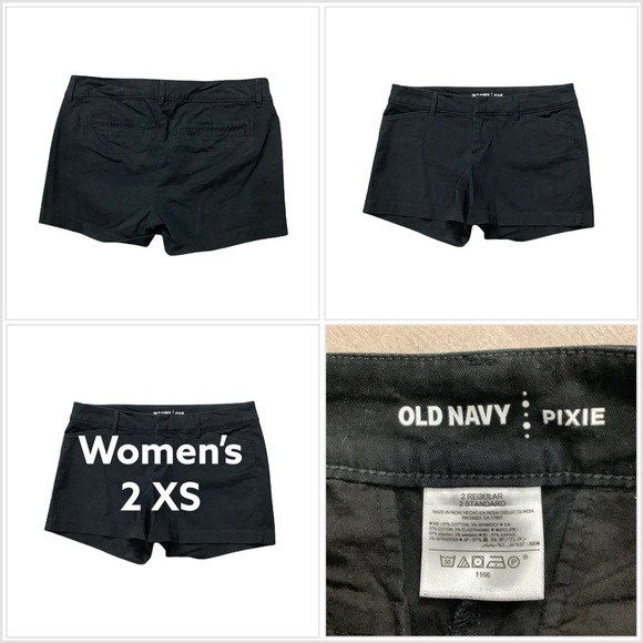 Old Navy Pants - Women's Old Navy Pixie 2 XS Shorts Chino Khakis Black Stretch 3” Inseam NWOT